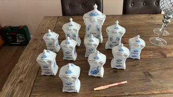Keuken kruidenpotten 11 delig set. Delfts Blauw beschikbaar voor biedingen