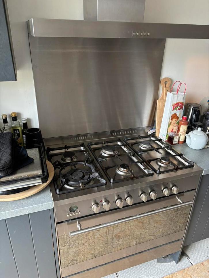 Boretti m-system gasfornuis 6 pits, Witgoed en Apparatuur, Fornuizen, Gebruikt, Vrijstaand, Gas, 5 kookzones of meer, 90 tot 95 cm