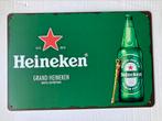Heineken Reclame bord 30 bij 20 metaal, Verzamelen, Biermerken, Ophalen of Verzenden, Zo goed als nieuw, Reclamebord, Plaat of Schild