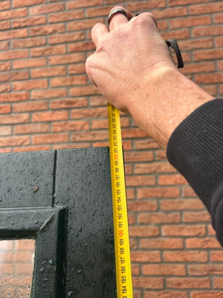 Houten Buitendeur / Keukendeur met Dubbelglas, Doe-het-zelf en Verbouw, Deuren en Horren, Zo goed als nieuw, Buitendeur, 200 tot 215 cm