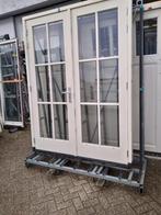 Hardhout kozijn met dubbele tuindeuren, Ophalen of Verzenden, Glas, 120 cm of meer, 215 cm of meer