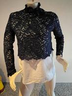 Sandro blauwe blouse met kant maat 3. M, Maat 38/40 (M), Blauw, ., Sandro