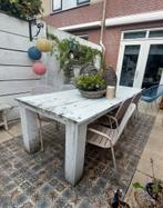 Grote tuintafel met 8 stoelen, Ophalen, Gebruikt, Rechthoekig, Hout