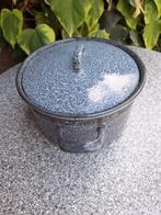 Emaille pan blauw grijs gewokt, Ophalen