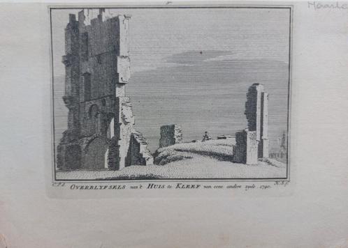 310 / Huis te Kleef bij Haarlem Oude Gravure 18e eeuw, Antiek en Kunst, Kunst | Etsen en Gravures, Ophalen of Verzenden