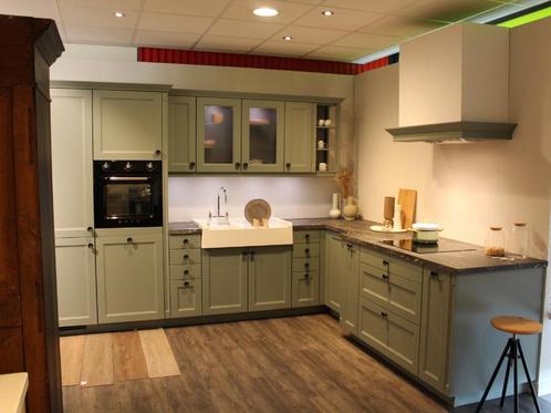 S-7 Klassieke hoekkeuken met schouw, Huis en Inrichting, Keuken | Complete keukens, Nieuw, Hoekkeuken, Groen, Kunststof, Ophalen