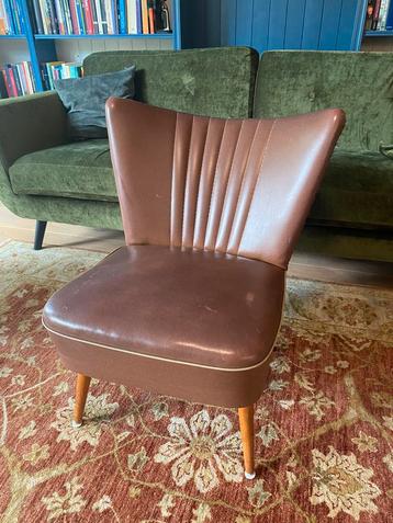Skai leder cocktailstoel vintage bruin beschikbaar voor biedingen