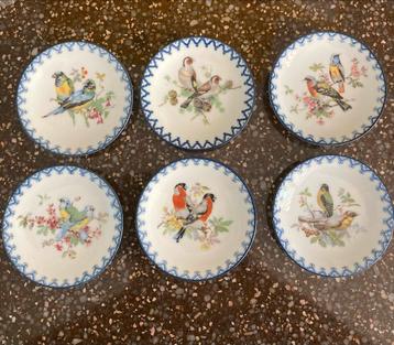Vintage Gebaksbordjes Vogelmotief (6 stuks) Porselein Blauw  beschikbaar voor biedingen