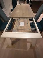 Uitschuifbare eettafel + 4 stoelen, Huis en Inrichting, Tafels | Eettafels, Ophalen, Gebruikt, 100 tot 150 cm, Vijf personen of meer