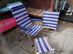 Opvouwbare tuinstoel incl voetensteun en krukje, Tuin en Terras, Tuinstoelen, Ophalen, Gebruikt, Aluminium, Verstelbaar