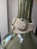 Elegante Nanni Milano riem met zilveren strass -Pauw, Gebruikt, Wit, Leer, Ophalen of Verzenden