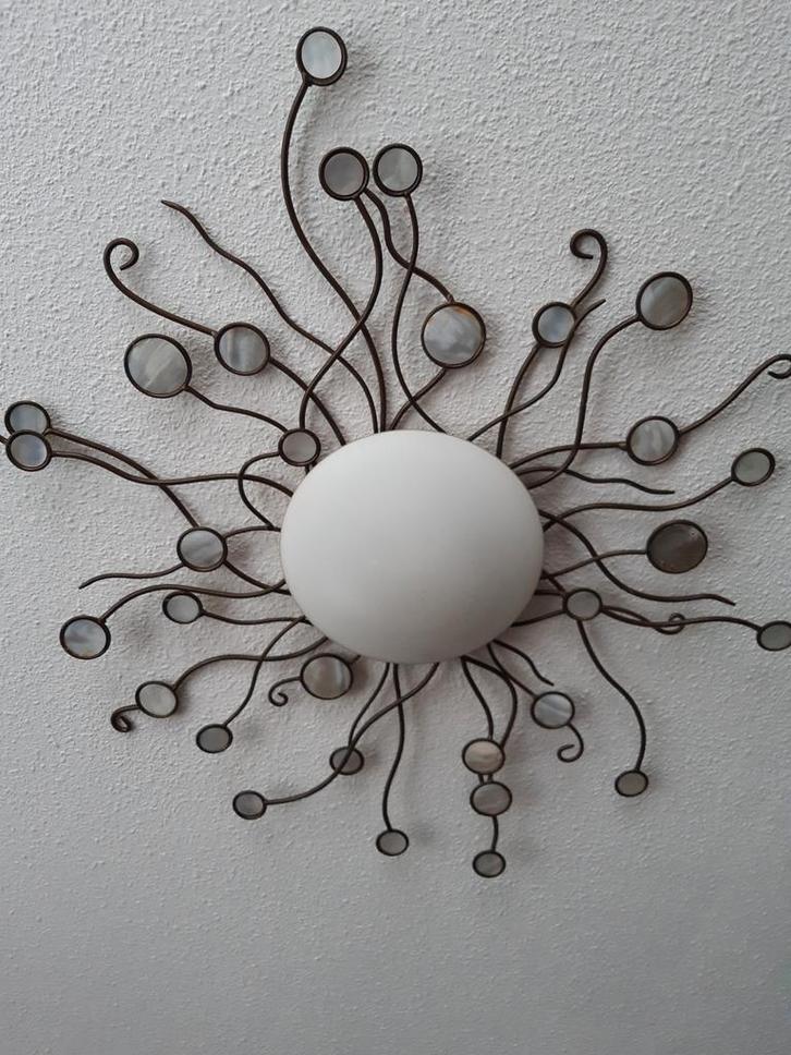 Mooie plafondlamp ingelegd met parelmoer., Huis en Inrichting, Lampen | Plafondlampen, Zo goed als nieuw, Metaal, Ophalen