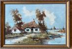 Olieverf / doek  hollands landschap. Gesigneerd, Ophalen of Verzenden