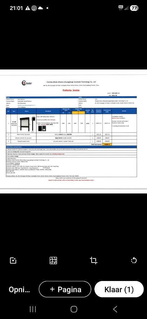 Zip Screen 4 meter 82 breed hoog 2meter 60 met motor nieuw, Tuin en Terras, Zonneschermen, Ophalen, 450 cm of meer, 300 cm of meer