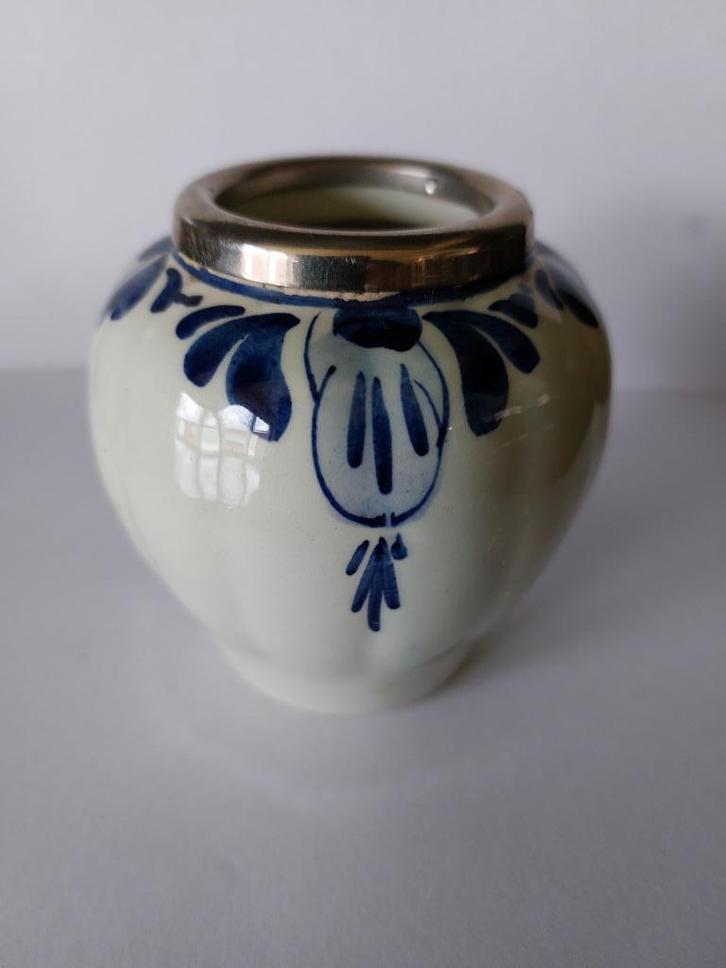 Delfs blauw ?? lepel vaasje met 6  (provincie) lepeltjes, Antiek en Kunst, Antiek | Bestek, Ophalen