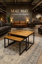 Salontafel set 2-delig mangohout direct/Leverbaar E-7280, Huis en Inrichting, Tafels | Salontafels, Ophalen, 50 tot 100 cm, Vierkant