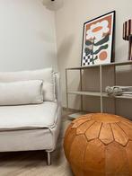 Nieuwe Marokkaanse handgemaakte leren poef, gevuld, Huis en Inrichting, Minder dan 50 cm, Rond, Nieuw, Ophalen of Verzenden