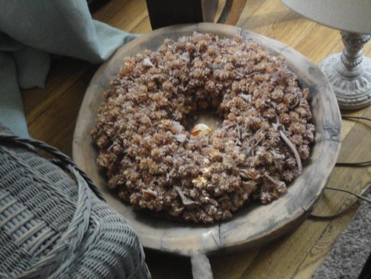 oude shabby GEDROOGDE HOPKRANS / hop krans, Huis en Inrichting, Woonaccessoires | Kransen, Gebruikt, Ophalen of Verzenden