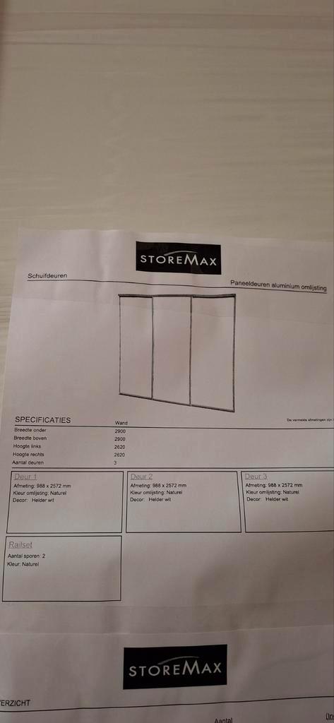 Storemax schuifdeurkast met drie witte panelen, Diversen, Papierwaren, Ophalen