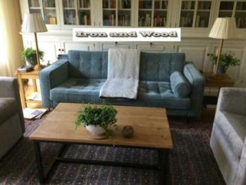 Salontafels op maat - oud eiken barnwood / wagonplanken blad beschikbaar voor biedingen
