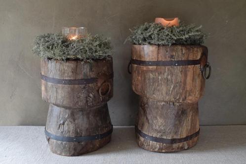 Grote houten boomstamvijzel, Antiek en Kunst, Curiosa en Brocante, Ophalen