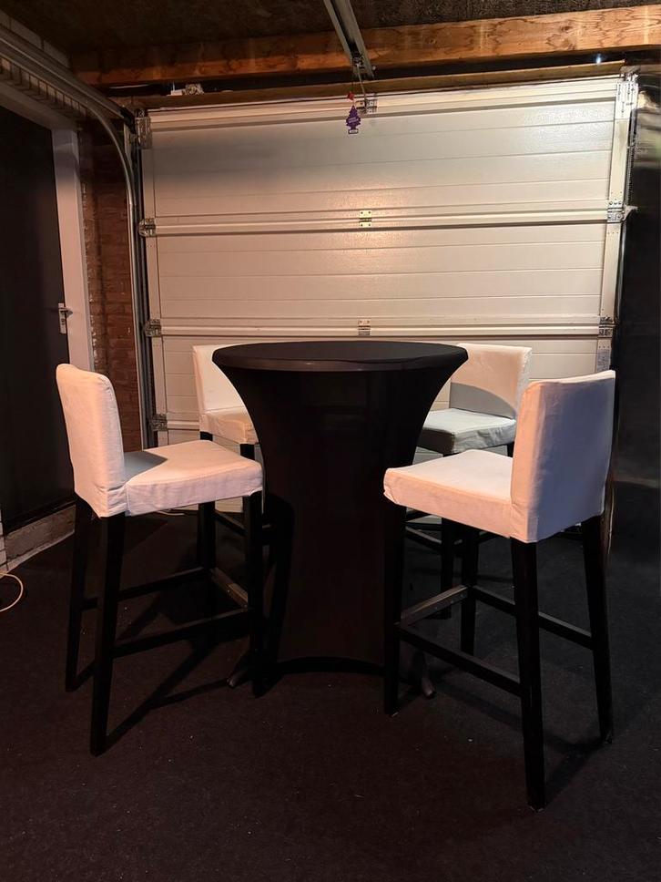 Barkrukken set van 4 stuks, Huis en Inrichting, Barkrukken, Gebruikt, 60 tot 90 cm, Hout, 4 krukken, Met voetsteun, Ophalen