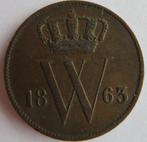 CENT 1863, Postzegels en Munten, Munten | Nederland, Koning Willem III, 1 cent, Losse munt, Verzenden