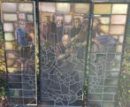 3 hele mooie antieke gebrandschilderde glas in lood ramen., Doe-het-zelf en Verbouw, Glas en Ramen, Ophalen, Gevelraam of Ruit