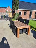 Massief Eiken Tuintafel met Stoelen & Kussens, Tuin en Terras, Ophalen, Gebruikt, 6 zitplaatsen, Tuinset