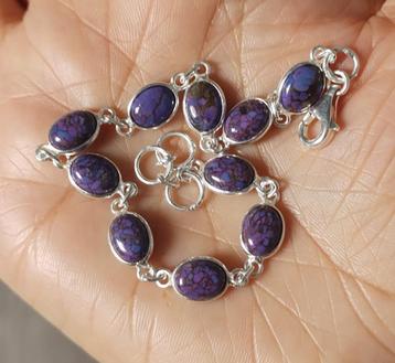 925 zilveren armband met natuurlijke koper Turquoise steen beschikbaar voor biedingen