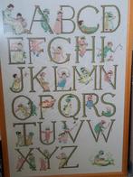 Schilderij / ingelijst borduurwerk alfabet Kate Greenaway, Ophalen