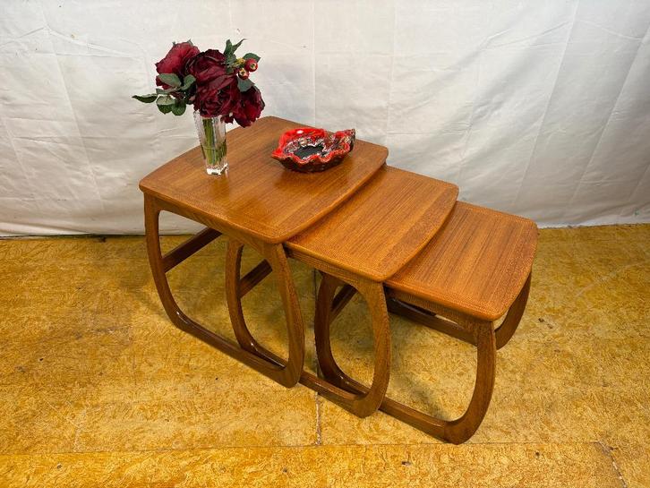 Gratis verzending! Mid-century retro vintage teak Nathan1960, Huis en Inrichting, Tafels | Bijzettafels, Gebruikt, Rechthoekig