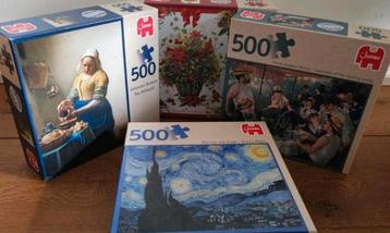 Kunst puzzels- 4x 500 stukjes- Renoir/ van Gogh/vermeer beschikbaar voor biedingen