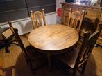 Eikenhouten eettafel met 4 eikenhouten stoelen, Huis en Inrichting, Tafels | Eettafels, Ophalen, Gebruikt, 100 tot 150 cm, Eikenhout
