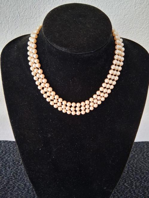 prachtige parelketting met zilveren slot 835, Sieraden, Tassen en Uiterlijk, Kettingen, Gebruikt, Zilver, Wit, Ophalen of Verzenden