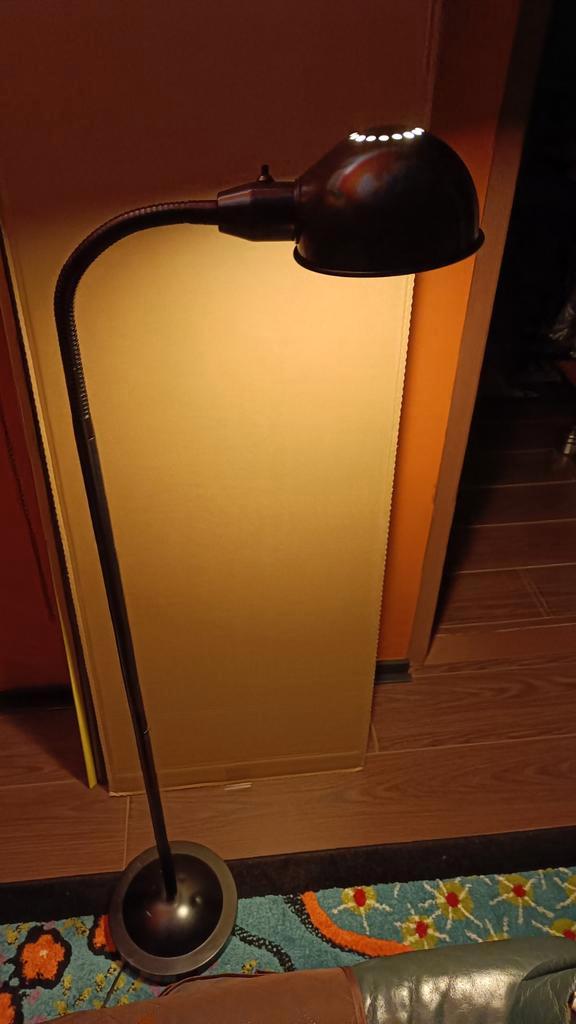 Zwarte buigbare vloer-leeslamp, Huis en Inrichting, Lampen | Vloerlampen, Gebruikt, 100 tot 150 cm, Metaal, Ophalen