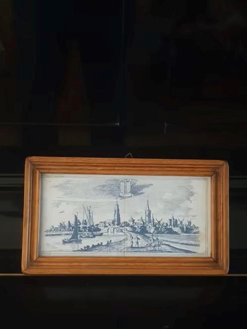 tegeltableau gezicht op Delft 1876 1976, Antiek en Kunst, Antiek | Wandborden en Tegels, Ophalen