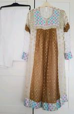 Wit bruin nieuw indiase Marokkaanse feest pak jurk maat M, Nieuw, Maat 38/40 (M), Ophalen of Verzenden, Wit