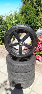 18 inch 5x112 zwarte velgen met winterbanden, Auto-onderdelen, 18 inch, Banden en Velgen, Personenwagen, Gebruikt