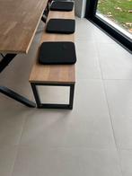 Houten bank metalen onderstel, Huis en Inrichting, Stoelen, Ophalen of Verzenden, Zo goed als nieuw