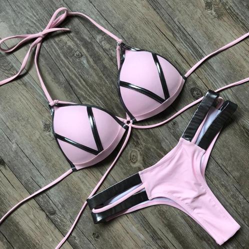 Roze zwarte push up string bikini dames vrouwen voorgevormde, Kleding | Dames, Badmode en Zwemkleding, Nieuw, Bikini, Roze, Verzenden