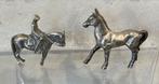 Vintage 2 Metalen Beeldjes  Paarden, 1  met Ruiter., Ophalen of Verzenden, Zo goed als nieuw, Dier