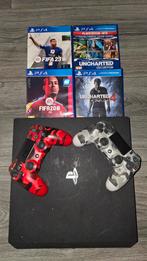 PlayStation 4 Slim 1TB + 2 Controllers + Games, Spelcomputers en Games, Ophalen, Met 2 controllers, 1 TB, Slim