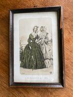 Antieke Mode plaat ingelijst achter glas, Antiek en Kunst, Kunst | Etsen en Gravures, Ophalen of Verzenden