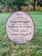 Boomschijf tekstbord 22x25 cm laser gegraveerd, Ophalen of Verzenden, Nieuw