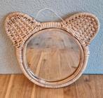 Schattige rotan spiegel met berenoortjes 20 cm rond, Minder dan 50 cm, Verzenden, Rond, Zo goed als nieuw