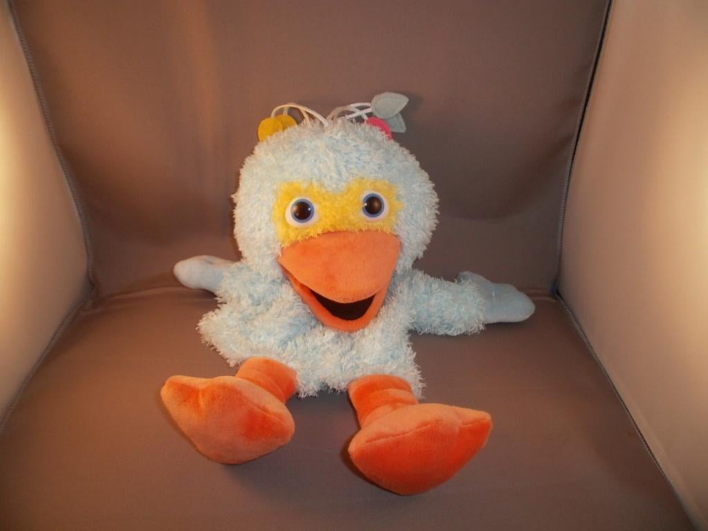 sesamstraat pino hand pop blauw harig velours 34 cm, Ophalen of Verzenden, Nieuw, Overige typen