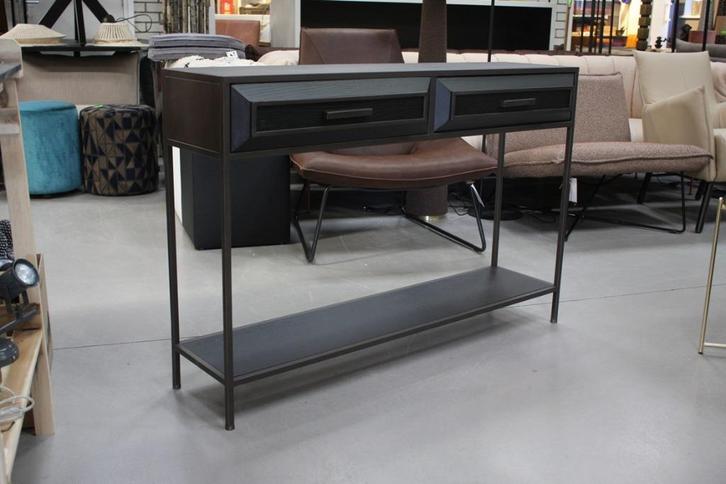 Sidetable haltafel LIXLY PTMD metaal en hout met lades, Huis en Inrichting, Tafels | Sidetables, Zo goed als nieuw, 25 tot 50 cm