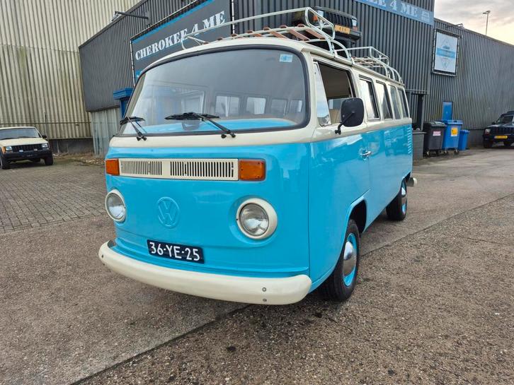 Geweldig VW bussie T2 1600 écht mooi., Auto's, Oldtimers, Bedrijf, Volkswagen, Benzine, Handgeschakeld, Blauw, Beige, Kunstmatig leder