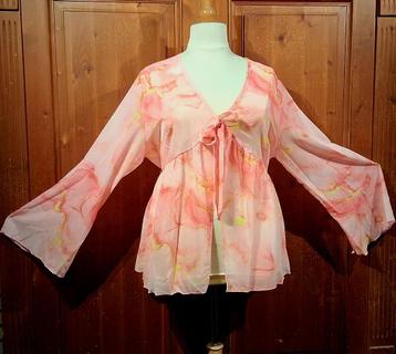 prachtig roze chiffon tuniek 48/50 beschikbaar voor biedingen